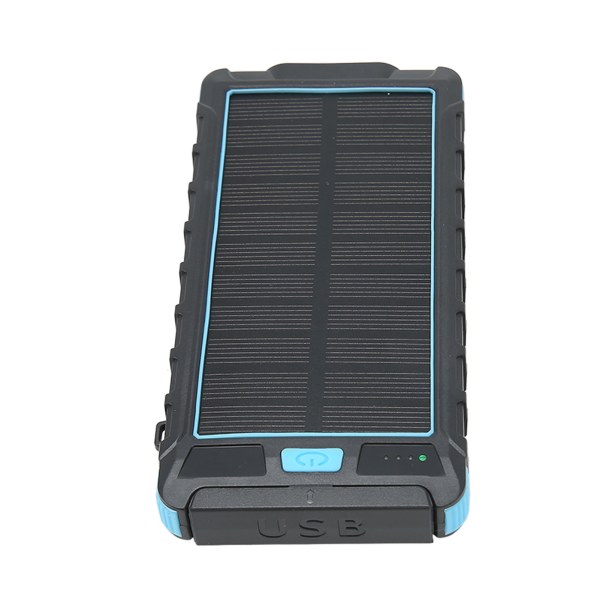 Bärbar Solar Telefonladdare 20000mAh Solar Power Bank med Kompass och LED-ficklampa för Utomhus Svart Blå