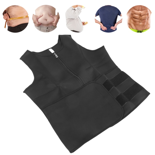 Menn Hook &amp; Loop Sweat Vest Body Shapewear Midjetrener Sport Fitness Sweat Vest(XXL )