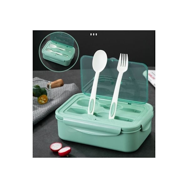 Lunchlåda, Bentolåda med Gaffel 1300ml Säker Läckagesäker Miljövänlig Lufttät Matlåda för Picknick, Skola, Arbete, Khaki