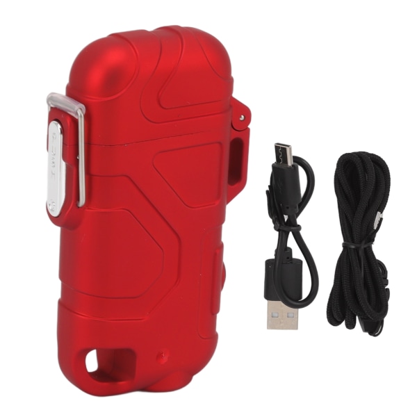 Double Arc Plasma Lighter Vindtæt Vandtæt Flammefri USB Elektrisk Lighter med 3 gear justerbar lommelygte Rød