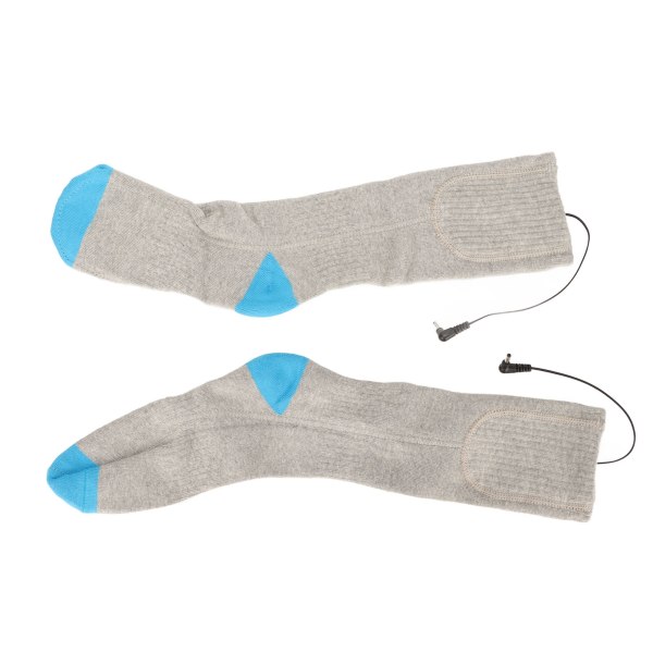 Elektrisk opvarmede sokker Genopladeligt batteri Opvarmede termiske sokker Udendørs Vinter Bomuld Varme sokker til mænd Kvinder Lysegrå og Søblå