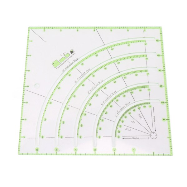 8 tommer akryl quiltelineal Multifunktionel Clear Arcs Fans Quilt Circle Cutter Lineal til Patchwork Syning Håndværksværktøj