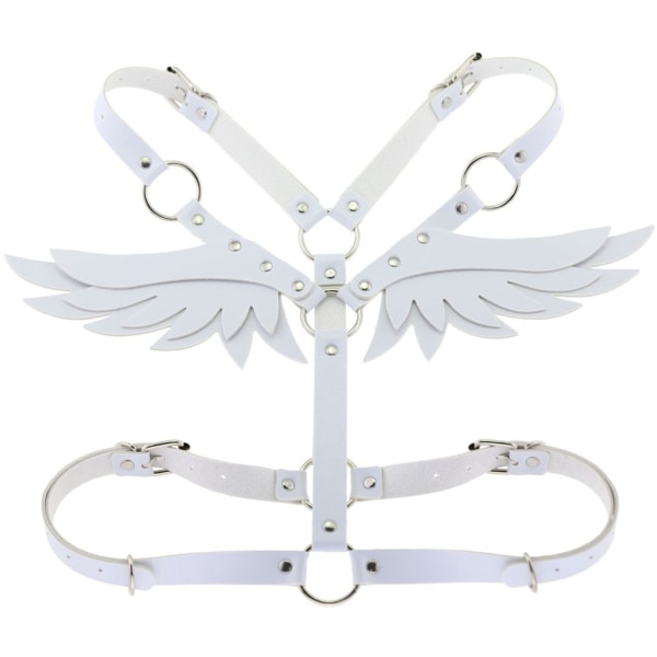 AngeL's Wing Women Nahkainen korsetti Crossed Strap -puku Body-rintaliivit vyötärövyö Bondage (valkoinen)