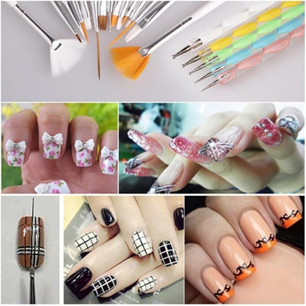 20-pakning - Nail Art-børster / Nail Art-verktøy - Hvite