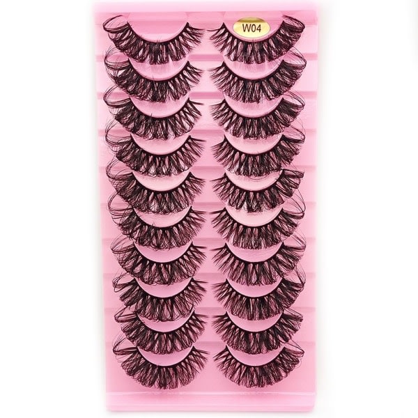 10 Pairs Russia Volume DD Curl Faux Mink False Eyelashes W03