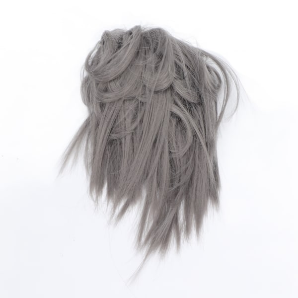 Smutsigt bullhår med rufsig updo-förlängning Vågformad hästsvans-hårstycke för kvinnor, flickor(Q17-Dimgrå#)