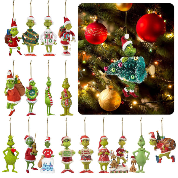 18 stil til alternativ for Grinch dekoration hängsmycke julgran C