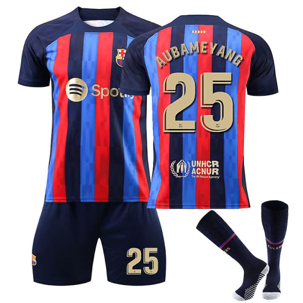 22-23 Barcelona Hjemme T-shirt Aubameyang Uniform Fodboldtrøje L