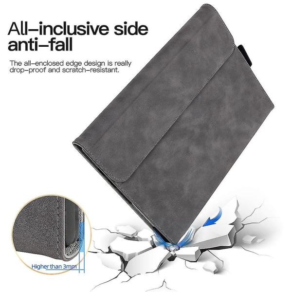 For Microsoft Surface Go / Go 3 / Go 2 10,5 tum Pu-läder case for surfplator Stativ Skyddande cover Grey
