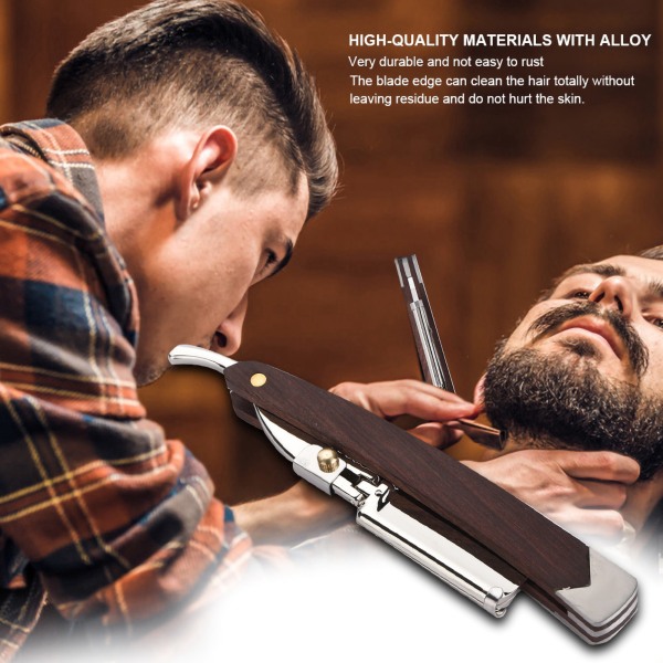 Retro trehåndtak 10 stk Bladhode Barbering Barberhøvel Foldebarbermaskin Ansiktsrenseverktøy for menn