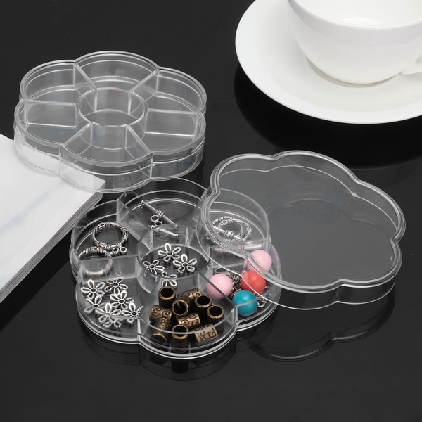 2 stk gjennomsiktig plast 7 rutenett smykkeperler Craft Integrert oppbevaringsboks Etui Organizer