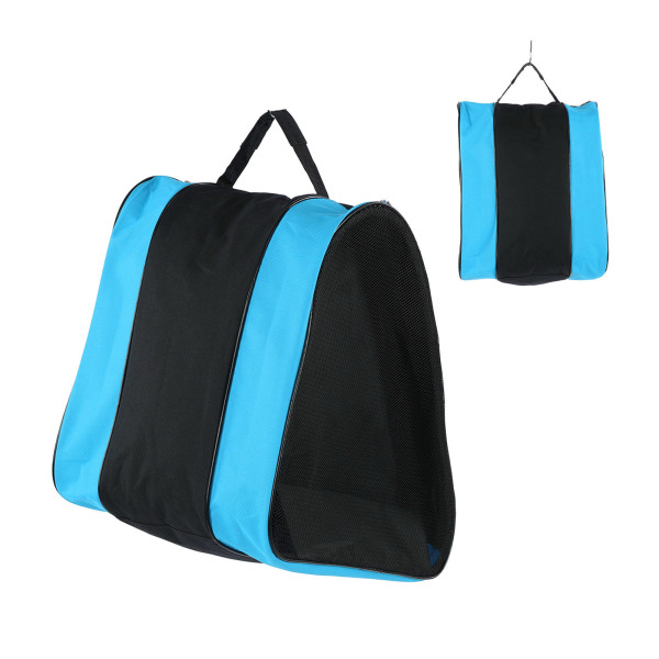 Skøjtepose fortykket 3-lags trekant vandtæt rulleskøjtetaske med justerbar rem til udendørs blå