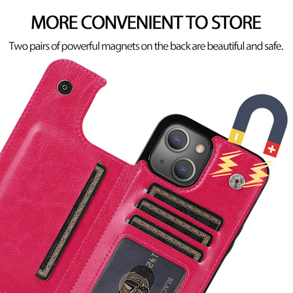 iPhone 12 / 12 Pro - Skal Premium Läder Kortfack Svart