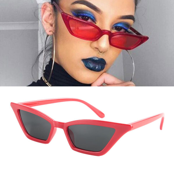 Moderigtige vintage-stil slidbestandige solbriller Eyewear Solbriller til kvinder (rød grå)