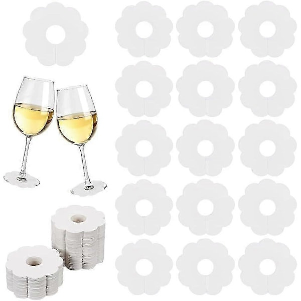 500 st Pappersvinglasmarkörer 7 cm Tomma Blomglas Namnlappar BurlyWood/Vit Färg Engångs Vinetikett Dryck Charm DIY Identifiering M