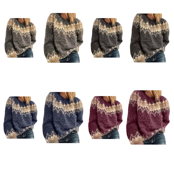 Klassisk Mohair Stickad Tröja För Höst Vinter Andas Och Grå grey L