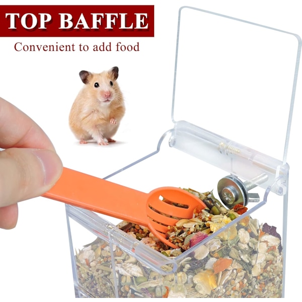 Hamsterfoderautomat, 400ml Transparent Akryl Foderautomat, Akryl Foderautomat