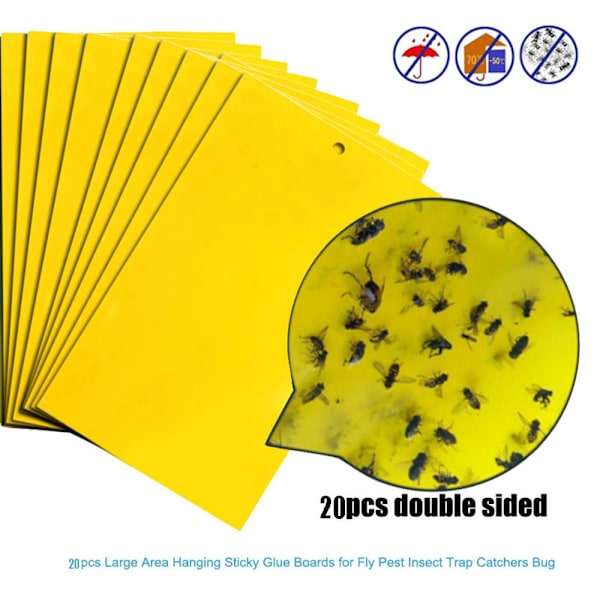 10/20/30 stk Sterke Fluesnapper Insekter Klistreplate Fangst Bladlus Insekter Skadedyrbekjemper Yellow 20pcs