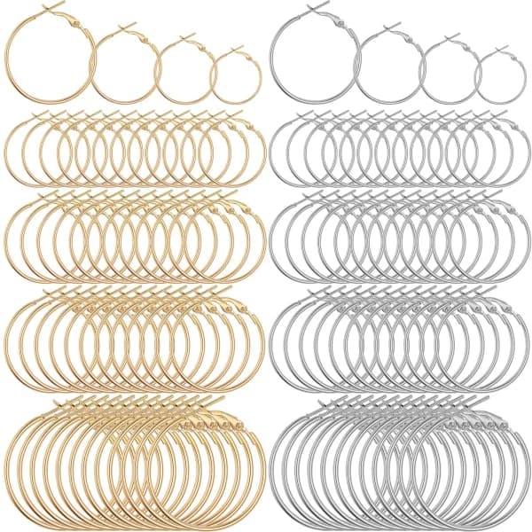 96 stk. øreringe creoler til smykkefremstilling 20 mm 25 mm 30 mm 40 mm