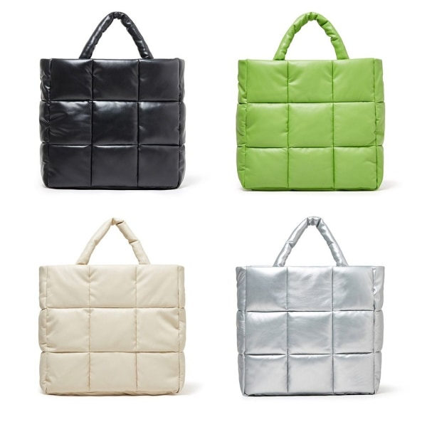 Håndtasker til kvinder Stor Puffer Tote Bag SILVER Sølv