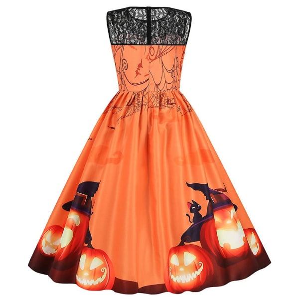 Kvinnors ermløs halloween print A-linje kjol S JY15345