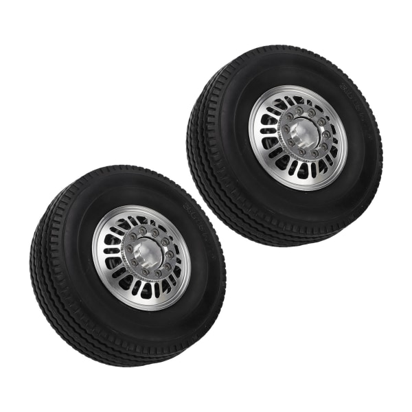 2 stk RC dæk og hjulnavsæt aluminiumslegeringsfælge Hub gummidæk udskiftning til Tamiya 1/14 dumper