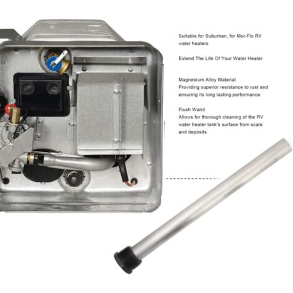 VR vandvarmer anode stang med skylle stav 3/4in NPT 18 X 235mm Magnesium anode stang til Suburban--.pa