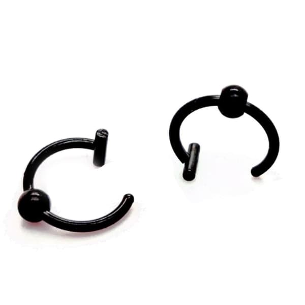 Falsk piercing i rustfritt stål - 8 mm - Svart