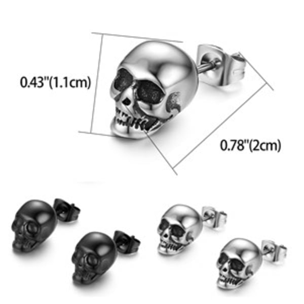 2 par Halloween Ghost örhängen Punk Stainless Steel Stud S