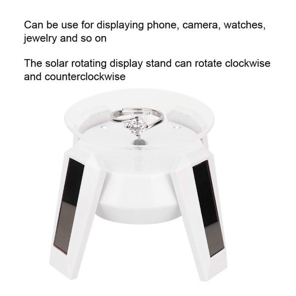 LED-lys Solcelledrevet roterende platespillerskjermstativ for smykketelefonklokker kamera
