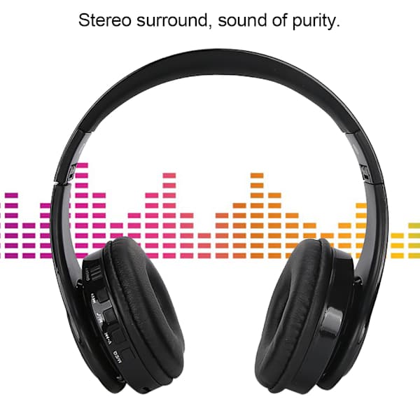 Bluetooth 5.0 Hovedtelefoner Trådløse Over Ear Stereo Headset med Mikrofon Gaming Headset Sort