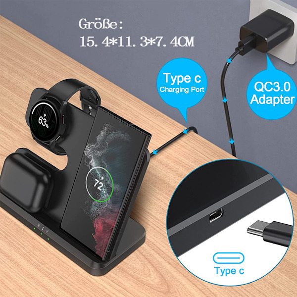 Trådløs lader kompatibel med Samsung ladestasjon