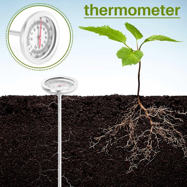 Kompostjordtermometer 20 tommer 50 cm Længde Premium Fødevaregodkendt Rustfrit Stål Måleprobe De