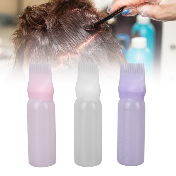3 stk hårfargeapplikatorflaske Profesjonell hjemmesalong bærbar hårrotkamflaske for styling