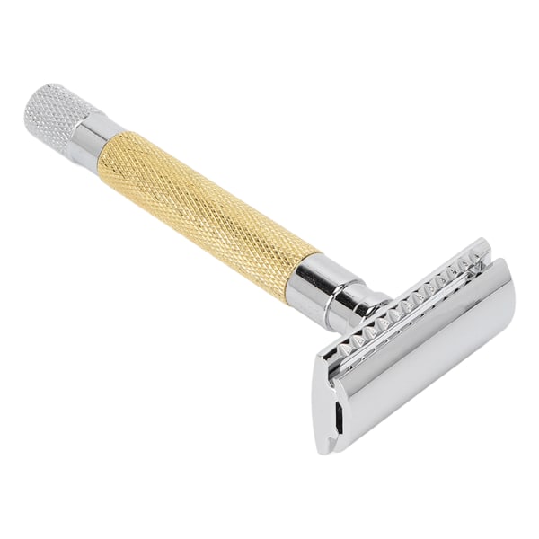 Retro manuel barberkniv Zinklegering Dobbeltsidet sikkerhedsskægbarberkniv (uden klinge) Guld