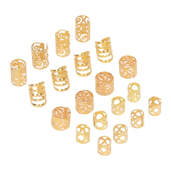 200st Dreadlocks Hårringar ihåliga Utsökta mönster Legering Hårflätning Smycken Spolar Guld