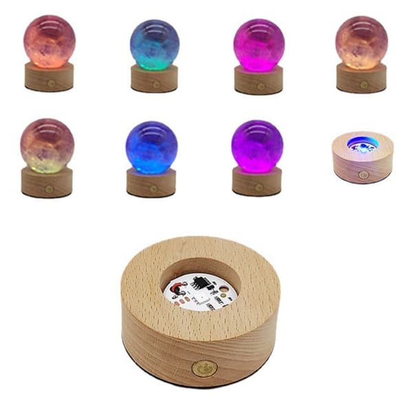 LED Lys Display Holder Krystallkule Base HVIT LYS HVIT