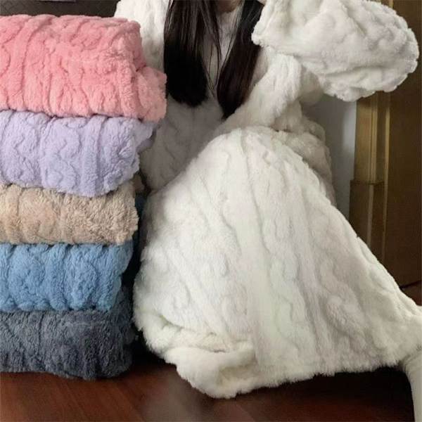Pehmeät ja mukavat Coral Velvet -nukkumisasut naisille, kylmä sininen blue XXL(140CM)