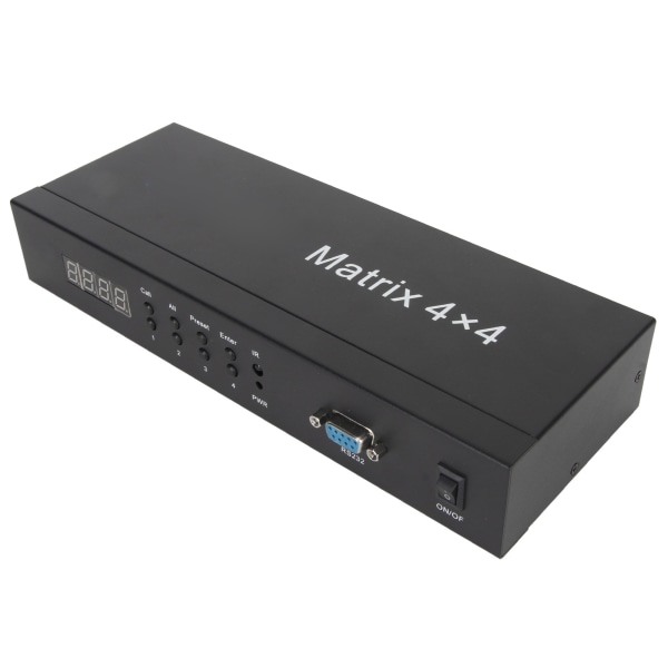 HD Multimedia Interface Switcher 4 in 4 Out 4k 30Hz Video Switcher med fjernkontroll 100?240V EU Plugg