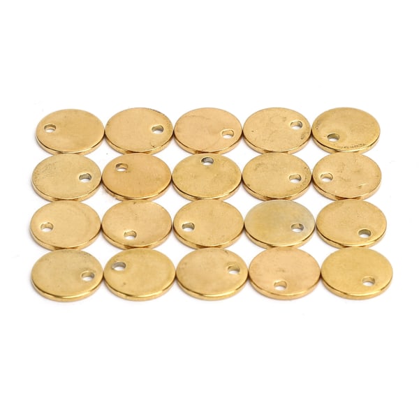 20 stk gjør-det-selv-rundt anheng i rustfritt stål hundemerke med hull Smykketilbehør Gull 8 mm