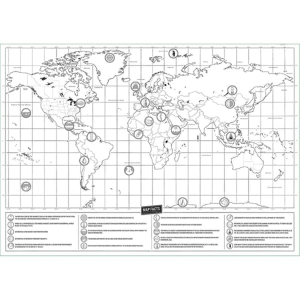 Skrapekart / Scratch Map / Verdenskart - 82 x 59 cm—pa