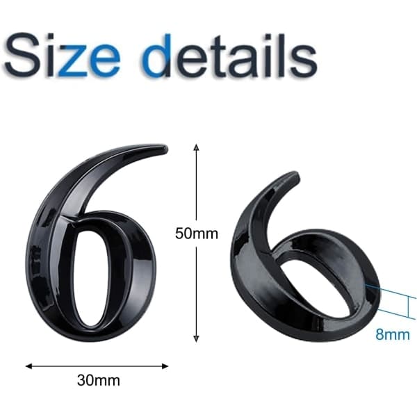 Galaxy 10 stk. Selvklæbende 3D Husnummer Postkasseadressenummer 0-9 (Sort)