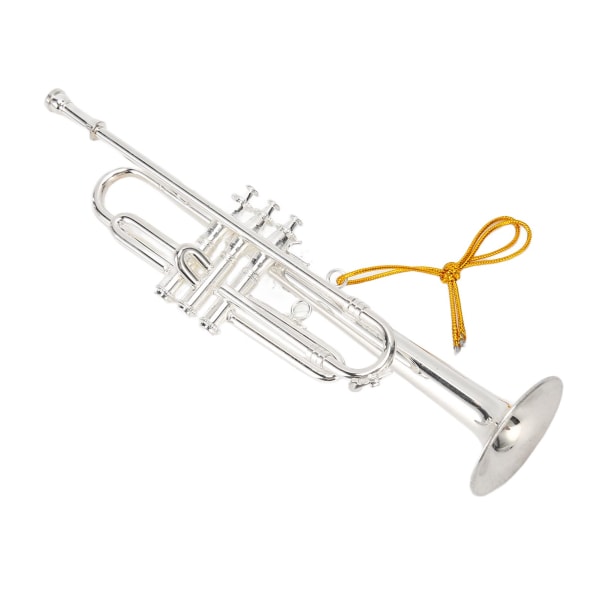 Miniatyr trompet 14 cm 5,5 tommer sølv kobber Utsøkt naturtro mini trompet dekorasjon