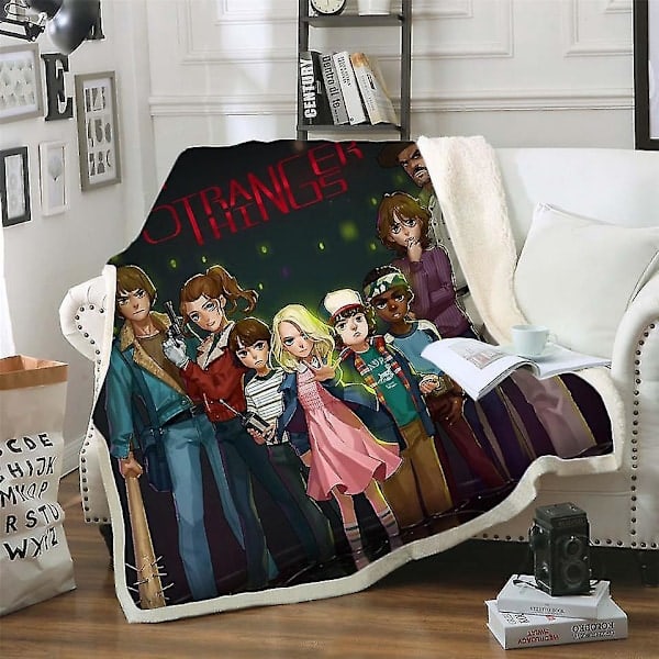 Stranger Things 3D-printet plysj fleecepledd vaskbart teppe 150*200cm