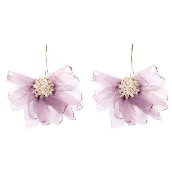 Kvinder Lady Blonde Krystal Flower Ear Drop Smykker Tilbehør Forøg charme dekoration (lilla)