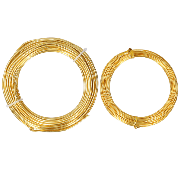 2 ruller 1,0 mm 2,0 mm aluminium DIY smykker håndverk Tråd Fleksibel blomstersmykker Wire Gold