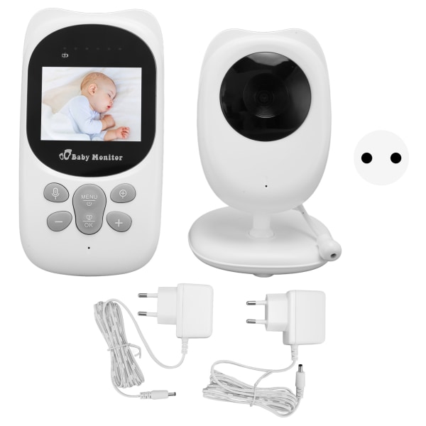Video babymonitor 2,4 tommers skjerm 2-veis snakk 150m rekkevidde Farge Night Vision babymonitorkamera med vuggesanger 100?240V EU-plugg