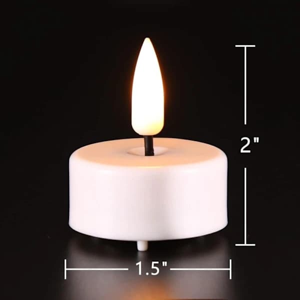 Flimrende LED-telys med timer, batteri inkludert, 12-pakning hvit
