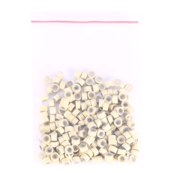 200st/väska Mode silikonfodrad mikrohårfjäderförlängningslänkar Ringar Pärlor (200st beige)