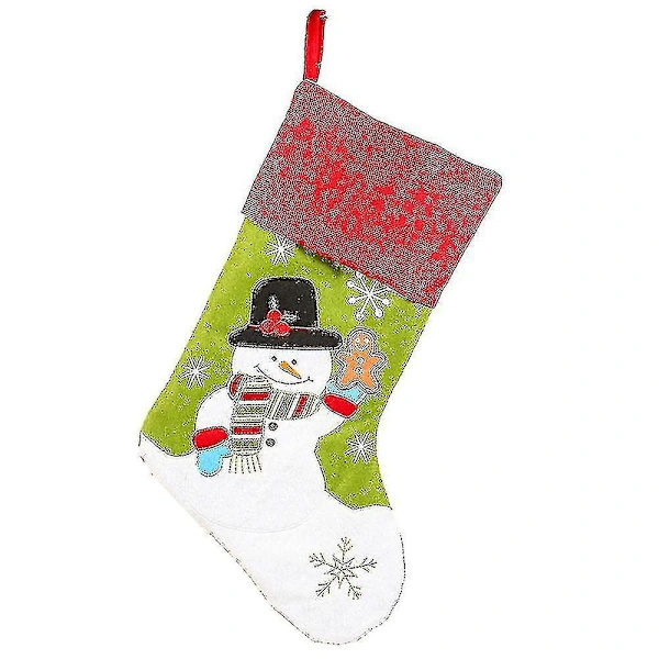 Linned Julstrumpe med Broderi